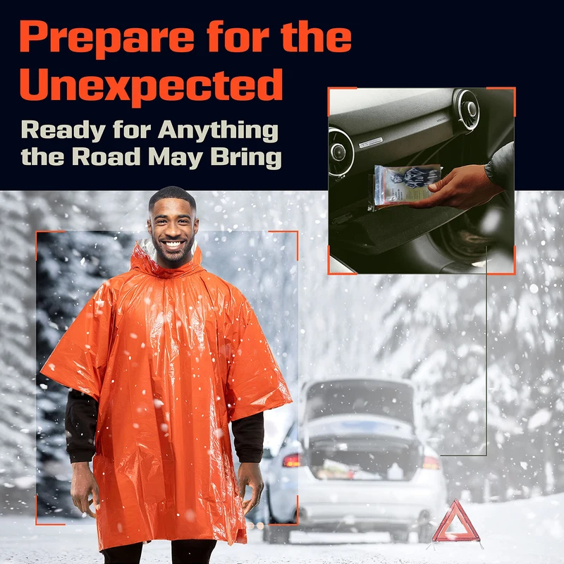 Emergency Poncho Rain - Алюминиевое покрытие, утепленное, водонепроницаемое, аварийное пончо-дождевик
