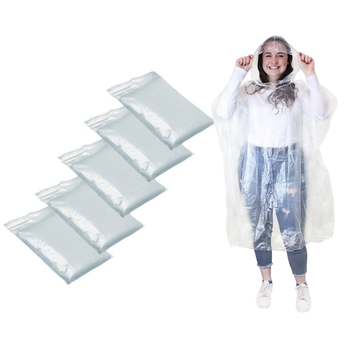 Emergency Poncho Rain - Одноразовый водонепроницаемый дождевик, прозрачный портативный пончо