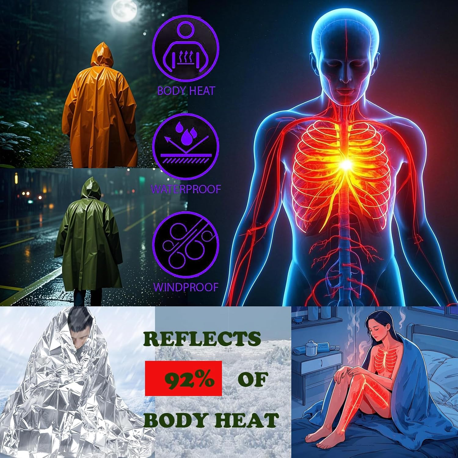 Плащ для кемпинга, водонепрони – обзор и цена Survival Blanket Reflective